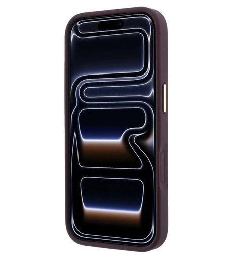 Magsafe Калъф за iPhone 18 Pro/ 17 Pro, Guess Leather Stripe Peony 4G Case, Бордо (5)