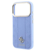 Magsafe Калъф за iPhone 18 Pro Max/ 17 Pro Max, Guess Leather Stripe Peony 4G Case, Син (4)