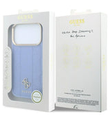 Magsafe Калъф за iPhone 18 Pro Max/ 17 Pro Max, Guess Leather Stripe Peony 4G Case, Син (6)