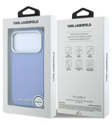Magsafe калъф за iPhone 18 Pro / iPhone 17 Pro, Karl Lagerfeld Hardcase Grained Leather Elongated Logo, Син (7)