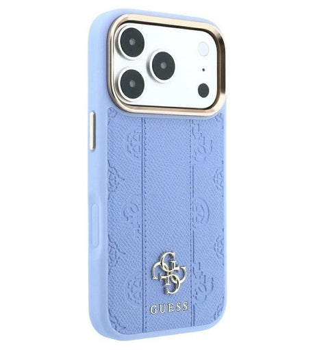 Magsafe Калъф за iPhone 18 Pro Max/ 17 Pro Max, Guess Leather Stripe Peony 4G Case, Син (2)