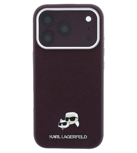Magsafe Калъф за iPhone 18 Pro Max/ 17 Pro Max, Karl Lagerfeld Grained Leather KC Heads Case, Бордо (3)