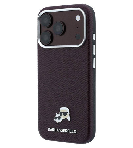 Magsafe Калъф за iPhone 18 Pro Max/ 17 Pro Max, Karl Lagerfeld Grained Leather KC Heads Case, Бордо (2)