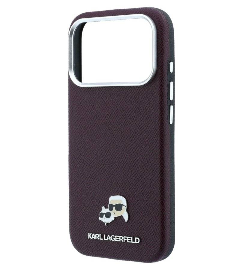 Magsafe Калъф за iPhone 18 Pro Max/ 17 Pro Max, Karl Lagerfeld Grained Leather KC Heads Case, Бордо (5)