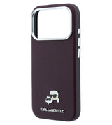 Magsafe Калъф за iPhone 18 Pro Max/ 17 Pro Max, Karl Lagerfeld Grained Leather KC Heads Case, Бордо (5)