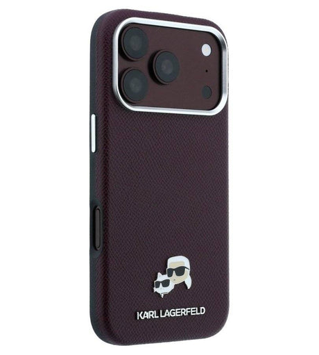 Magsafe Калъф за iPhone 18 Pro Max/ 17 Pro Max, Karl Lagerfeld Grained Leather KC Heads Case, Бордо (4)