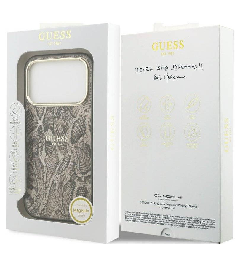 Magsafe Калъф за iPhone 18 Pro Max/ 17 Pro Max, Guess Python Pattern Case, Кафяв (7)