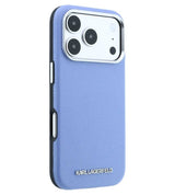 Magsafe калъф за iPhone 18 Pro / iPhone 17 Pro, Karl Lagerfeld Hardcase Grained Leather Elongated Logo, Син (4)