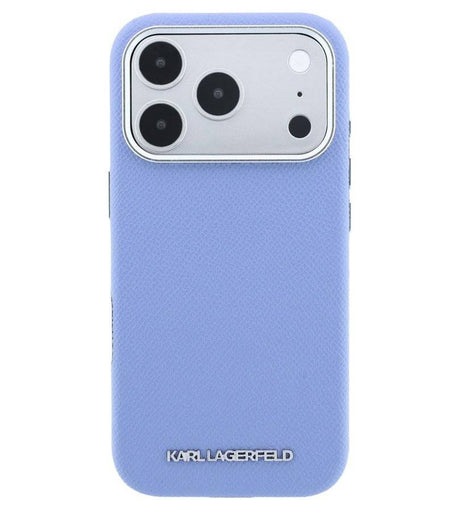 Magsafe калъф за iPhone 18 Pro / iPhone 17 Pro, Karl Lagerfeld Hardcase Grained Leather Elongated Logo, Син (3)
