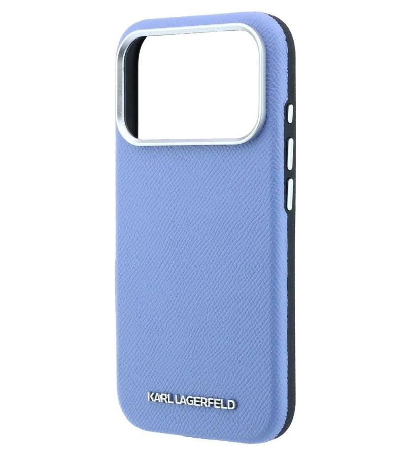 Magsafe калъф за iPhone 18 Pro / iPhone 17 Pro, Karl Lagerfeld Hardcase Grained Leather Elongated Logo, Син (5)