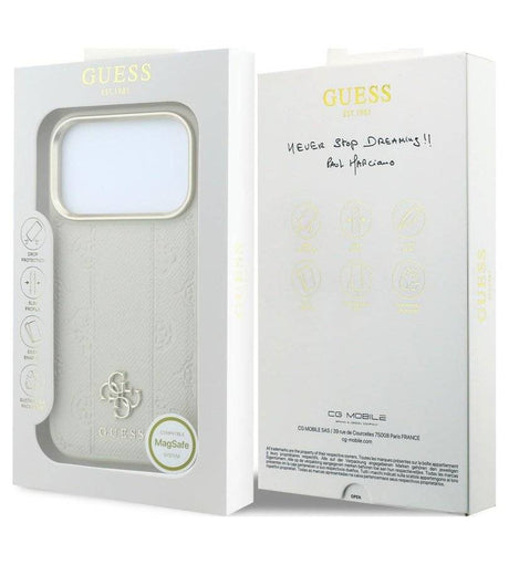 Magsafe Калъф за iPhone 18 Pro Max/ 17 Pro Max, Guess Peony 4G Small Logo Case, Бежов (7)