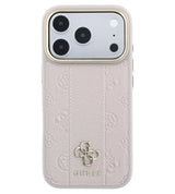 Magsafe Калъф за iPhone 18 Pro/ 17 Pro, Guess Leather Stripe Peony 4G Case, Розов (3)