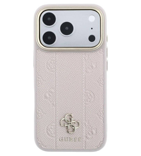 Magsafe Калъф за iPhone 18 Pro/ 17 Pro, Guess Leather Stripe Peony 4G Case, Розов (3)