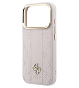 Magsafe Калъф за iPhone 18 Pro/ 17 Pro, Guess Leather Stripe Peony 4G Case, Розов (5)