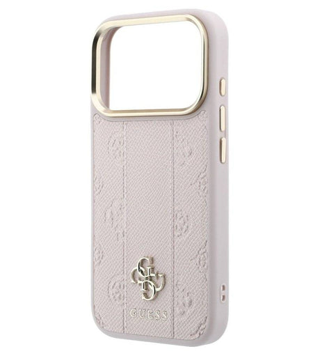 Magsafe Калъф за iPhone 18 Pro/ 17 Pro, Guess Leather Stripe Peony 4G Case, Розов (5)