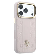 Magsafe Калъф за iPhone 18 Pro/ 17 Pro, Guess Leather Stripe Peony 4G Case, Розов (4)