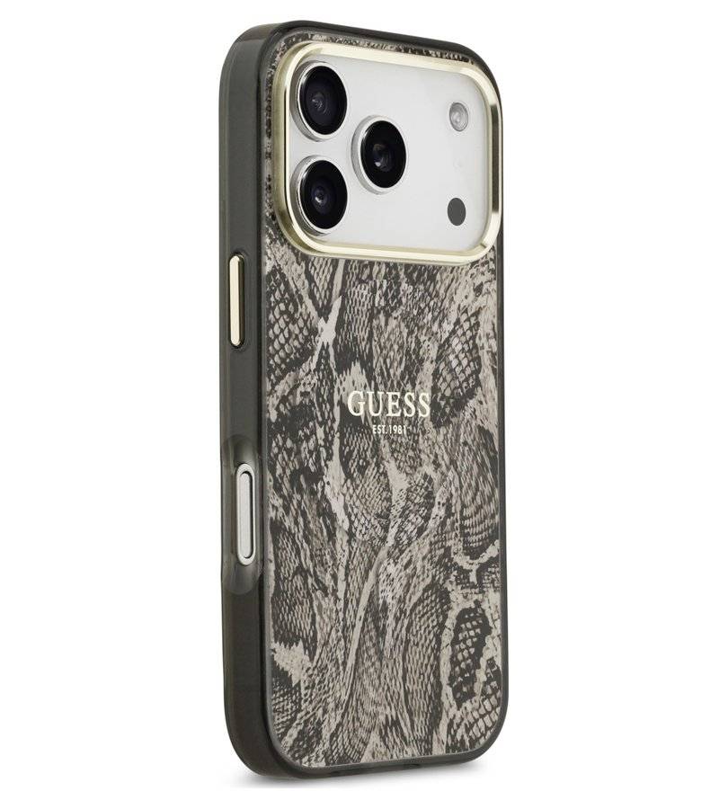 Magsafe Калъф за iPhone 18 Pro/ 17 Pro, Guess Python Pattern Case, Кафяв (4)