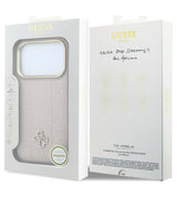 Magsafe Калъф за iPhone 18 Pro/ 17 Pro, Guess Leather Stripe Peony 4G Case, Розов (7)