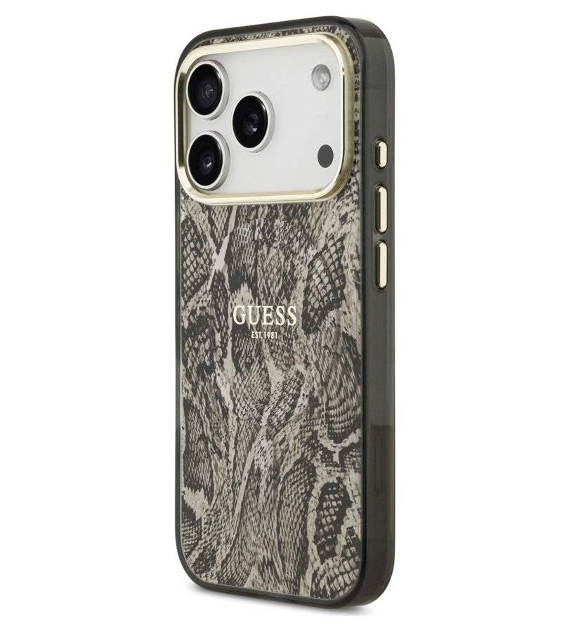 Magsafe Калъф за iPhone 18 Pro/ 17 Pro, Guess Python Pattern Case, Кафяв (2)