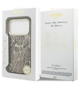 Magsafe Калъф за iPhone 18 Pro/ 17 Pro, Guess Python Pattern Case, Кафяв (7)