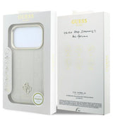 Magsafe Калъф за iPhone 18 Pro/ 17 Pro, Guess Peony 4G Small Logo Case, Бежов (7)