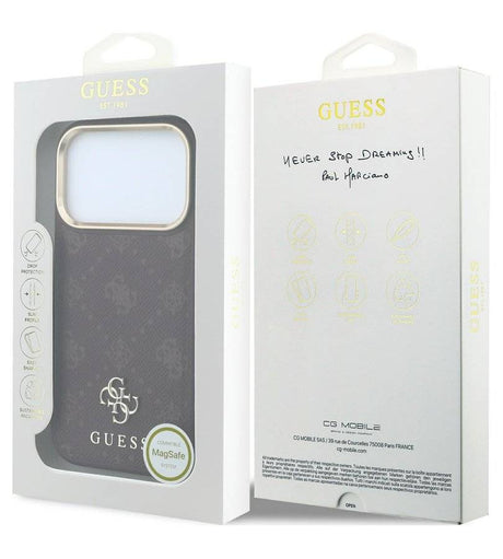 Magsafe Калъф за iPhone 18 Pro/ 17 Pro, Guess Peony 4G Small Logo Case, Бордо (8)