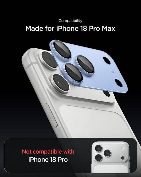 Протектор за Камерата на iPhone 18 Pro Max, Spigen EZ Fit Optik Pro XL Glas.tR, Син (11)