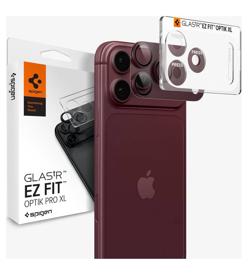 Протектор за Камерата на iPhone 18 Pro Max, Spigen EZ Fit Optik Pro XL Glas.tR Burgundy, Бордо