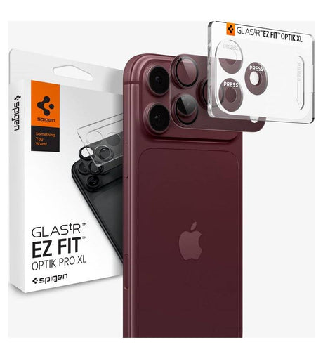 Протектор за Камерата на iPhone 18 Pro Max, Spigen EZ Fit Optik Pro XL Glas.tR Burgundy, Бордо