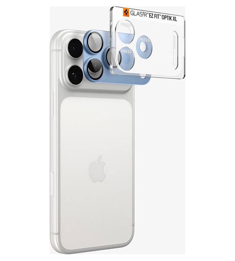 Протектор за Камерата на iPhone 18 Pro, Spigen EZ Fit Optik Pro XL Glas.tR, Син (13)