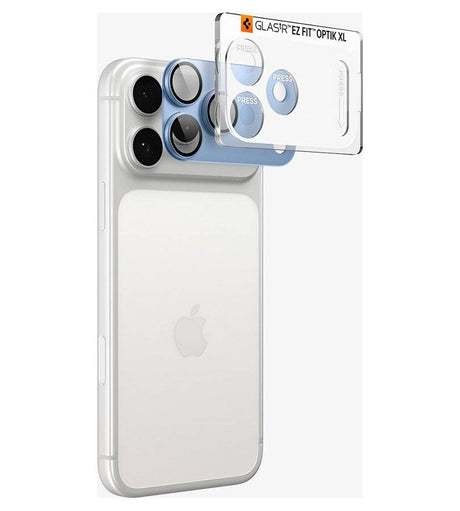 Протектор за Камерата на iPhone 18 Pro, Spigen EZ Fit Optik Pro XL Glas.tR, Син (13)