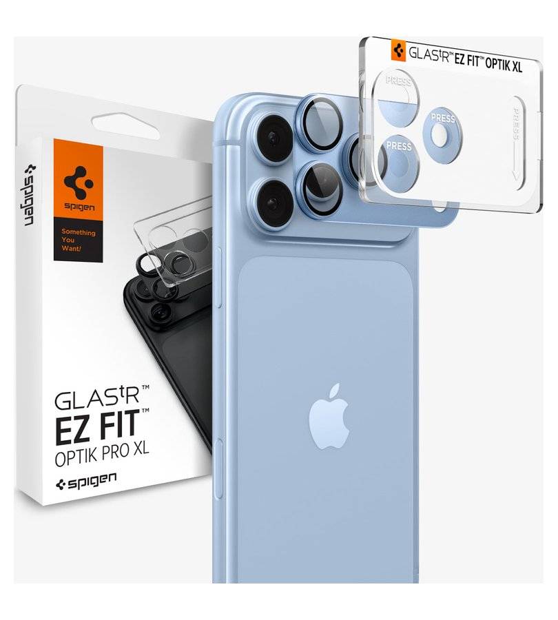 Протектор за Камерата на iPhone 18 Pro Max, Spigen EZ Fit Optik Pro XL Glas.tR, Син
