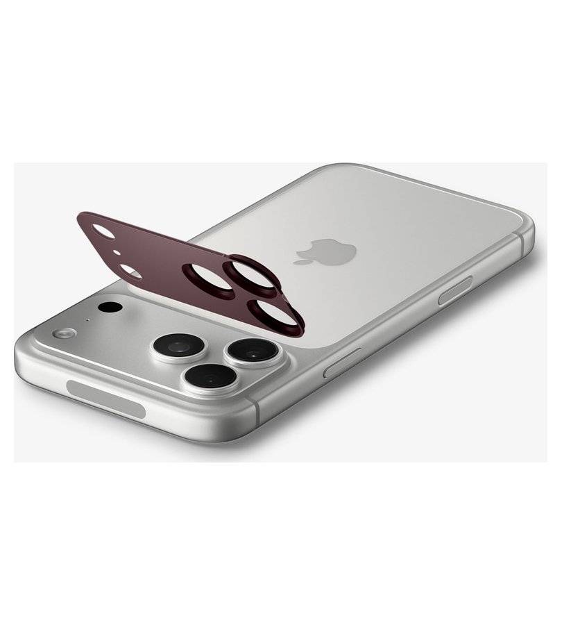 Протектор за Камерата на iPhone 18 Pro, Spigen EZ Fit Optik Pro XL Glas.tR Burgundy, Бордо (2)