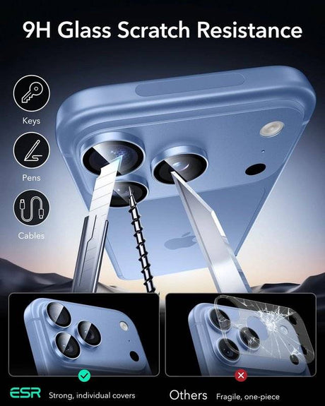 Протектор за Камерата на iPhone 18 Pro Max/ 18 Pro, ESR Armorite Camera Lens Glass, Син (6)