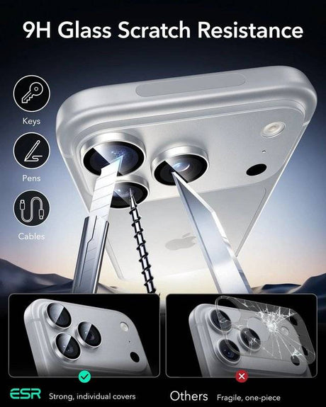 Протектор за Камерата на iPhone 18 Pro Max/ 18 Pro, ESR Armorite Camera Lens Glass, Сребрист (5)