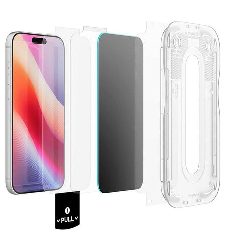 Затъмняващ Протектор за iPhone 18 Pro Max, Spigen Privacy Glas.tR EZ Fit Pro 2бр., Черен (4)