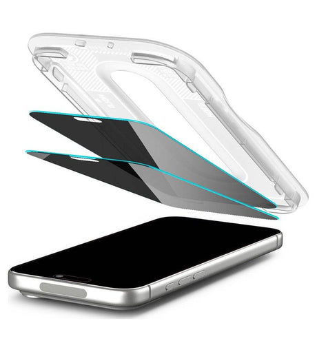 Затъмняващ Протектор за iPhone 18 Pro Max, Spigen Privacy Glas.tR EZ Fit Pro 2бр., Черен (2)