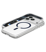 Magsafe Калъф за iPhone 18 Pro/ 17 Pro, Spigen Ultra Hybrid Mag Fit Case Clear/Deep Blue, Прозрачен (6)