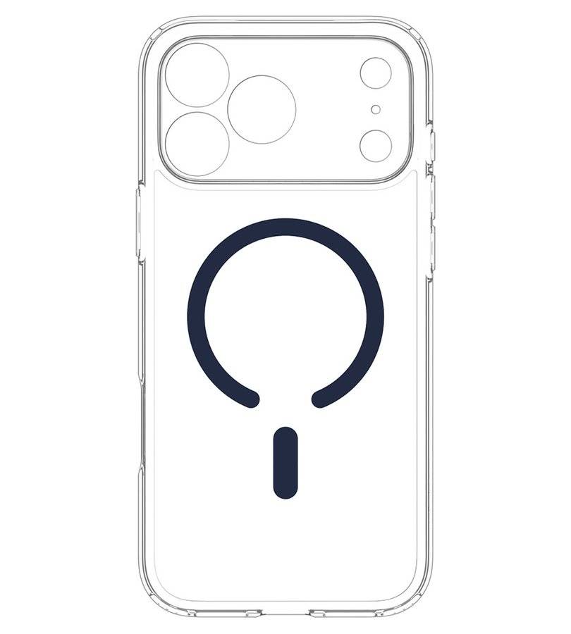 Magsafe Калъф за iPhone 18 Pro/ 17 Pro, Spigen Ultra Hybrid Mag Fit Case Clear/Deep Blue, Прозрачен (3)