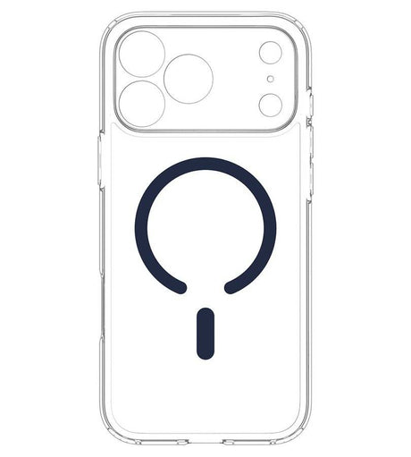 Magsafe Калъф за iPhone 18 Pro/ 17 Pro, Spigen Ultra Hybrid Mag Fit Case Clear/Deep Blue, Прозрачен (3)
