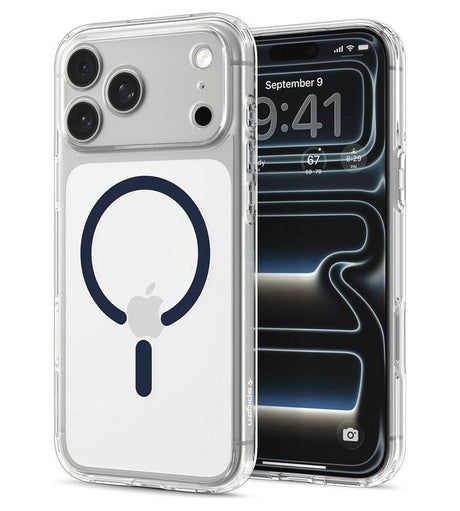 Magsafe Калъф за iPhone 18 Pro/ 17 Pro, Spigen Ultra Hybrid Mag Fit Case Clear/Deep Blue, Прозрачен (5)
