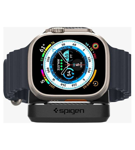 Поставка за Зарядното на Apple Watch, Spigen Rugged Armor TPU Stand, Черен (7)