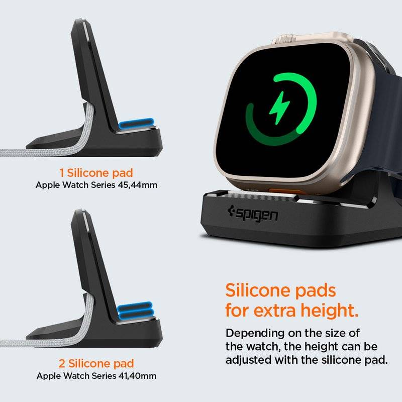 Поставка за Зарядното на Apple Watch, Spigen Rugged Armor TPU Stand, Черен (11)