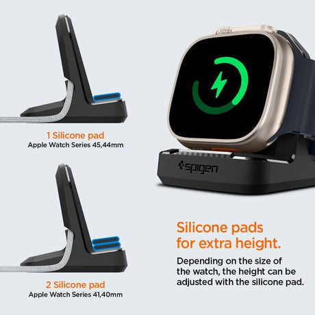 Поставка за Зарядното на Apple Watch, Spigen Rugged Armor TPU Stand, Черен (11)