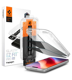Затъмняващ Протектор за iPhone 18 Pro, Spigen Privacy Glas.tR EZ Fit Pro 2бр., Черен