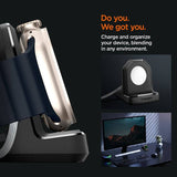 Поставка за Зарядното на Apple Watch, Spigen Rugged Armor TPU Stand, Черен (14)