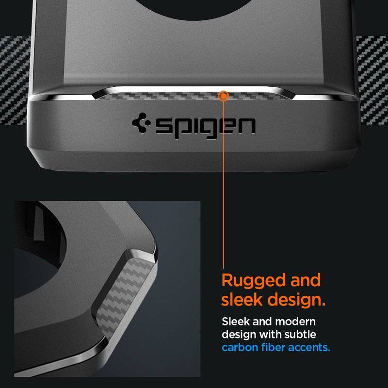 Поставка за Зарядното на Apple Watch, Spigen Rugged Armor TPU Stand, Черен (16)