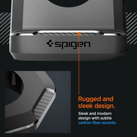 Поставка за Зарядното на Apple Watch, Spigen Rugged Armor TPU Stand, Черен (16)