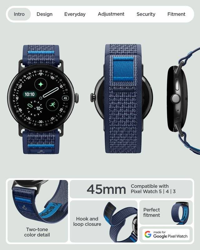 Каишка за Google Pixel Watch 5/ 4/ 3 45mm, Spigen Athlex Air Band, Тъмно Син (11)