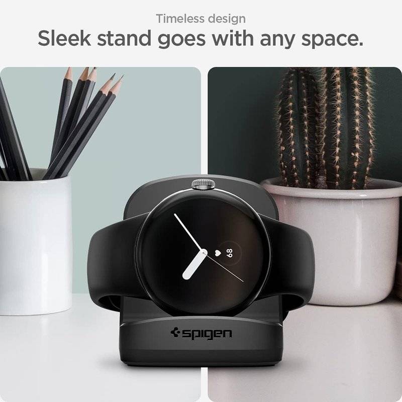 Поставка за Зарядното на Google Pixel Watch 1, Spigen TPU Stand S354, Черен (11)